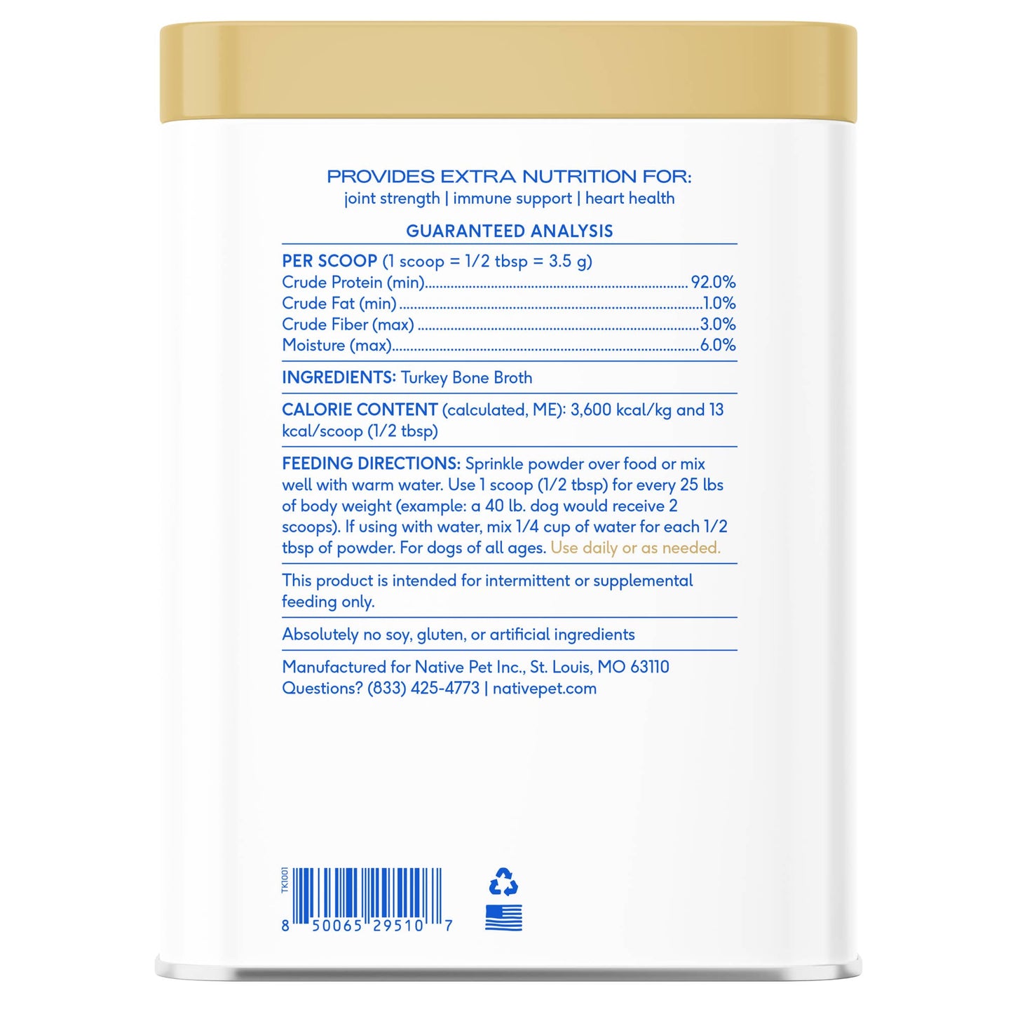 Organic Turkey Bone Broth Powder, Grain-Free Food Topper