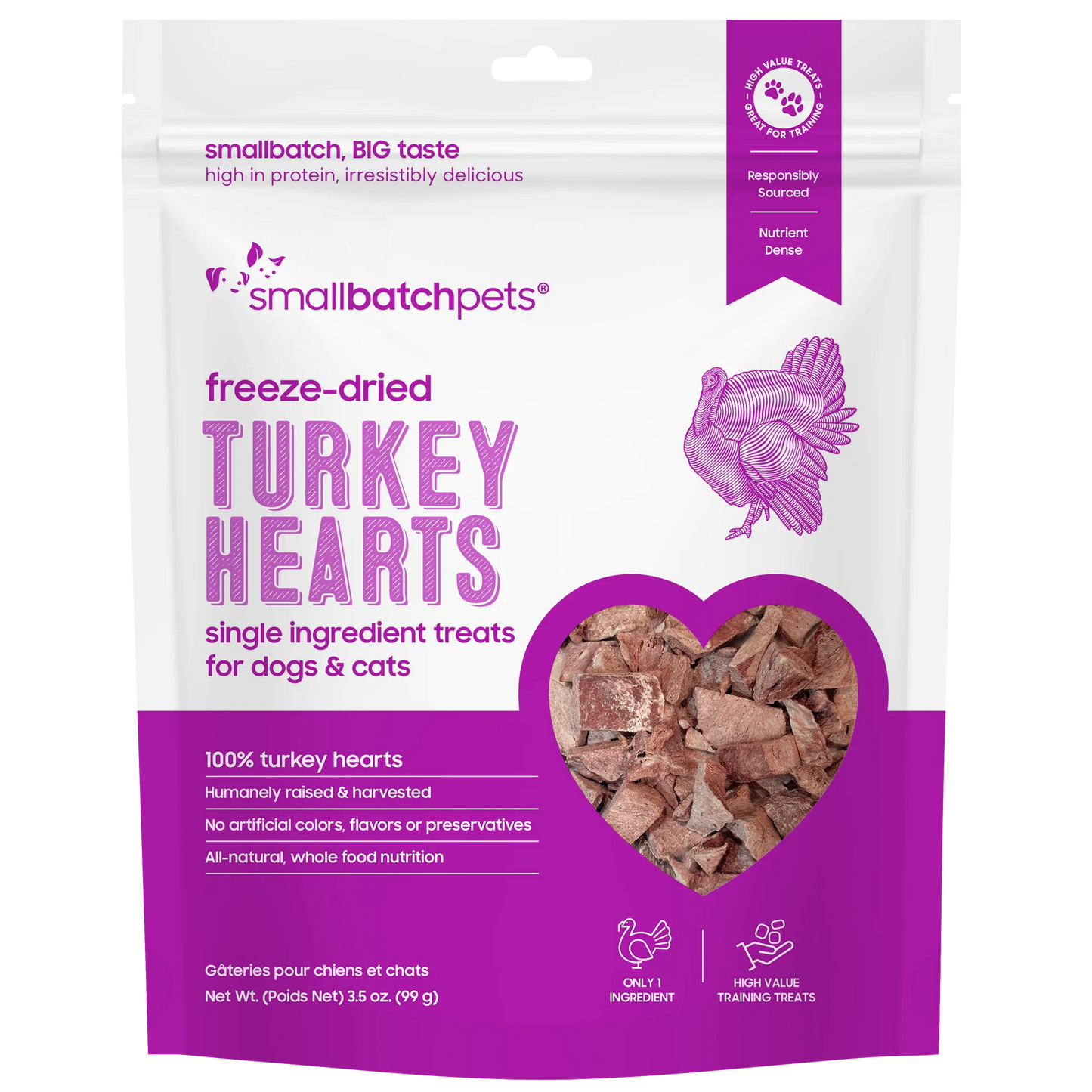 Small Batch Freeze Dried Turkey Hearts 3.5oz