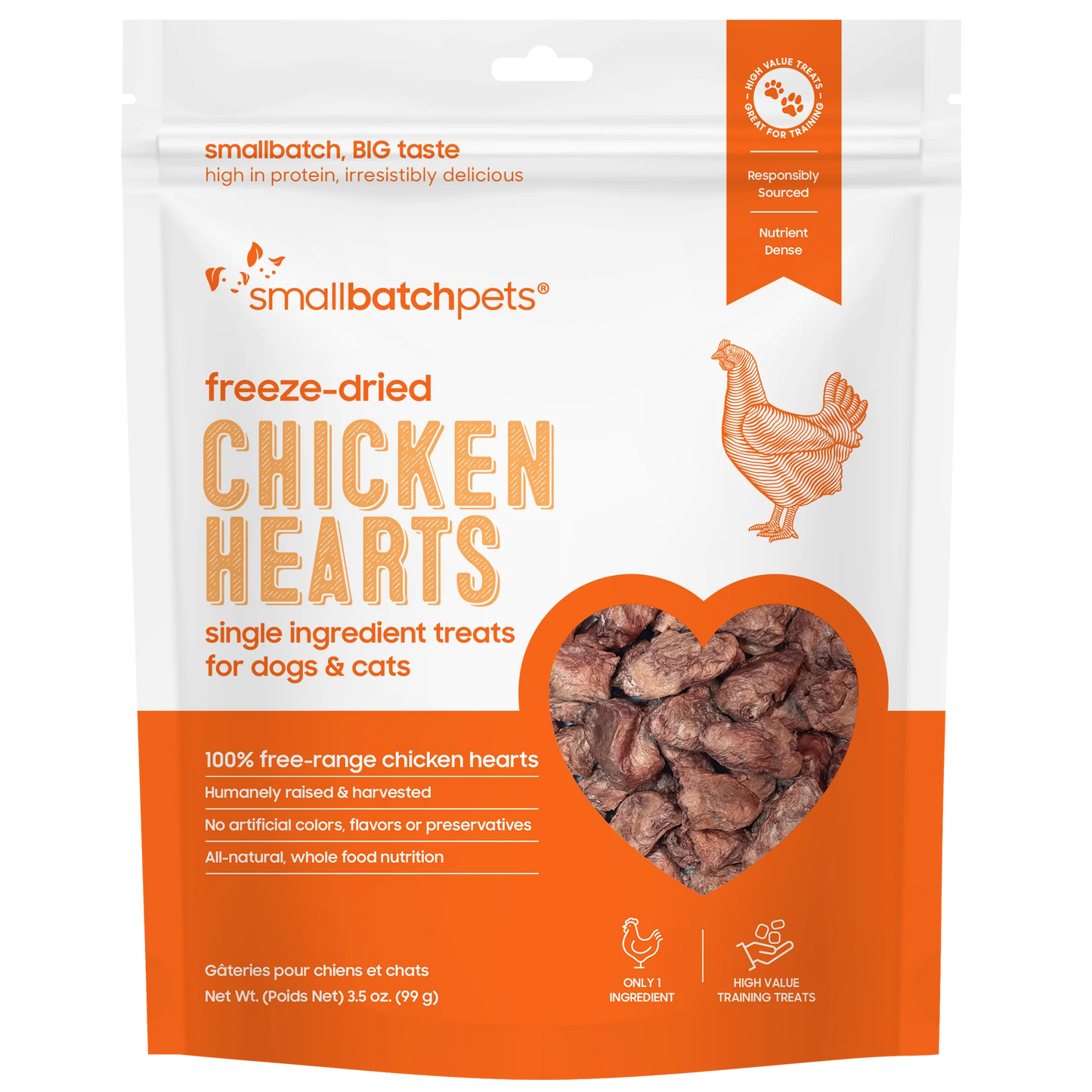 Small Batch Freeze Dried Chicken Hearts 3.5oz