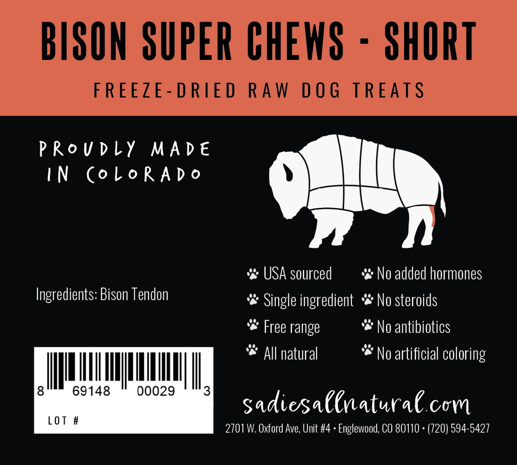 Sadies Pet Treats BISON Super Chew Short