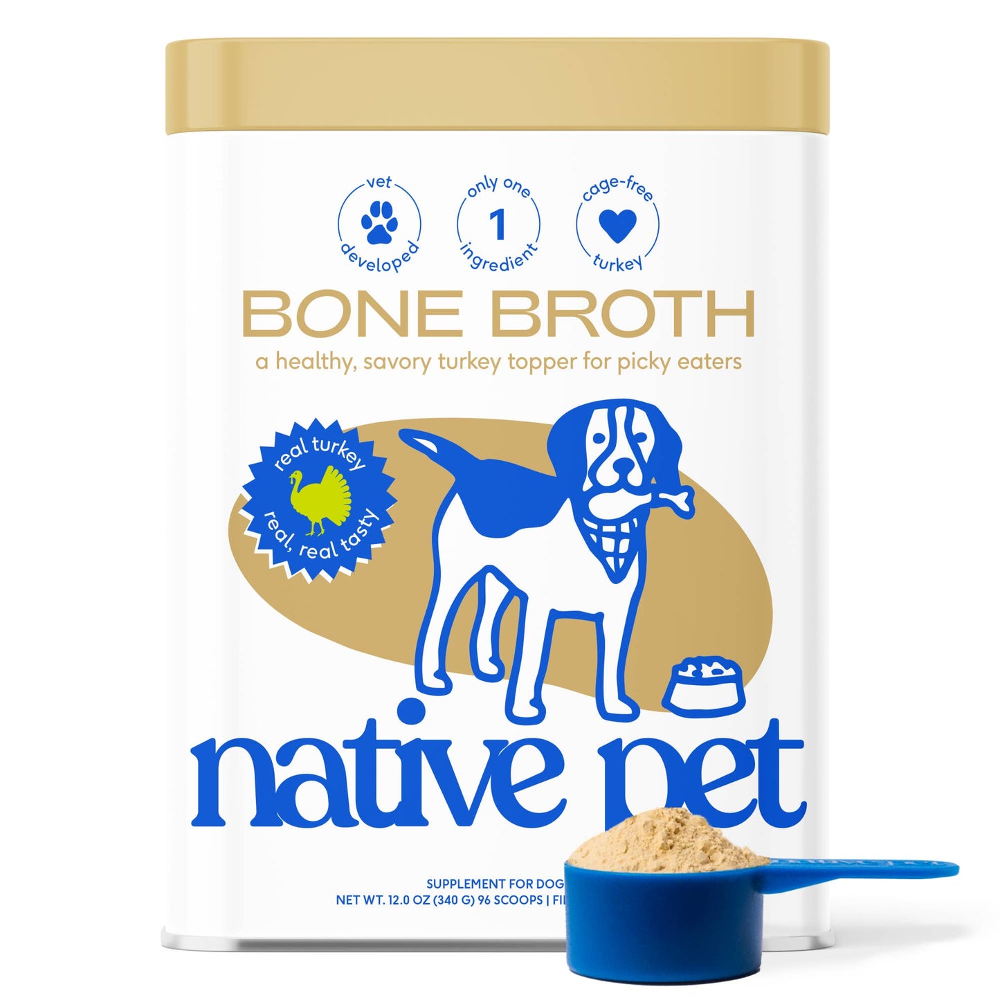 Organic Turkey Bone Broth Powder, Grain-Free Food Topper