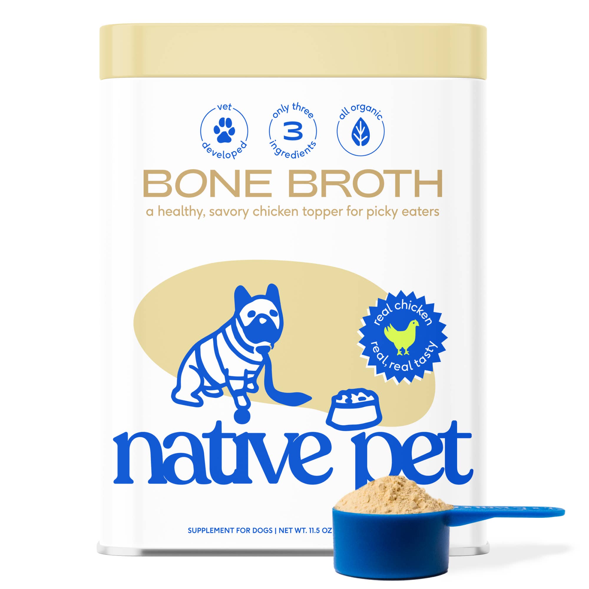 Organic Chicken Bone Broth Powder, Grain-Free Food Topper