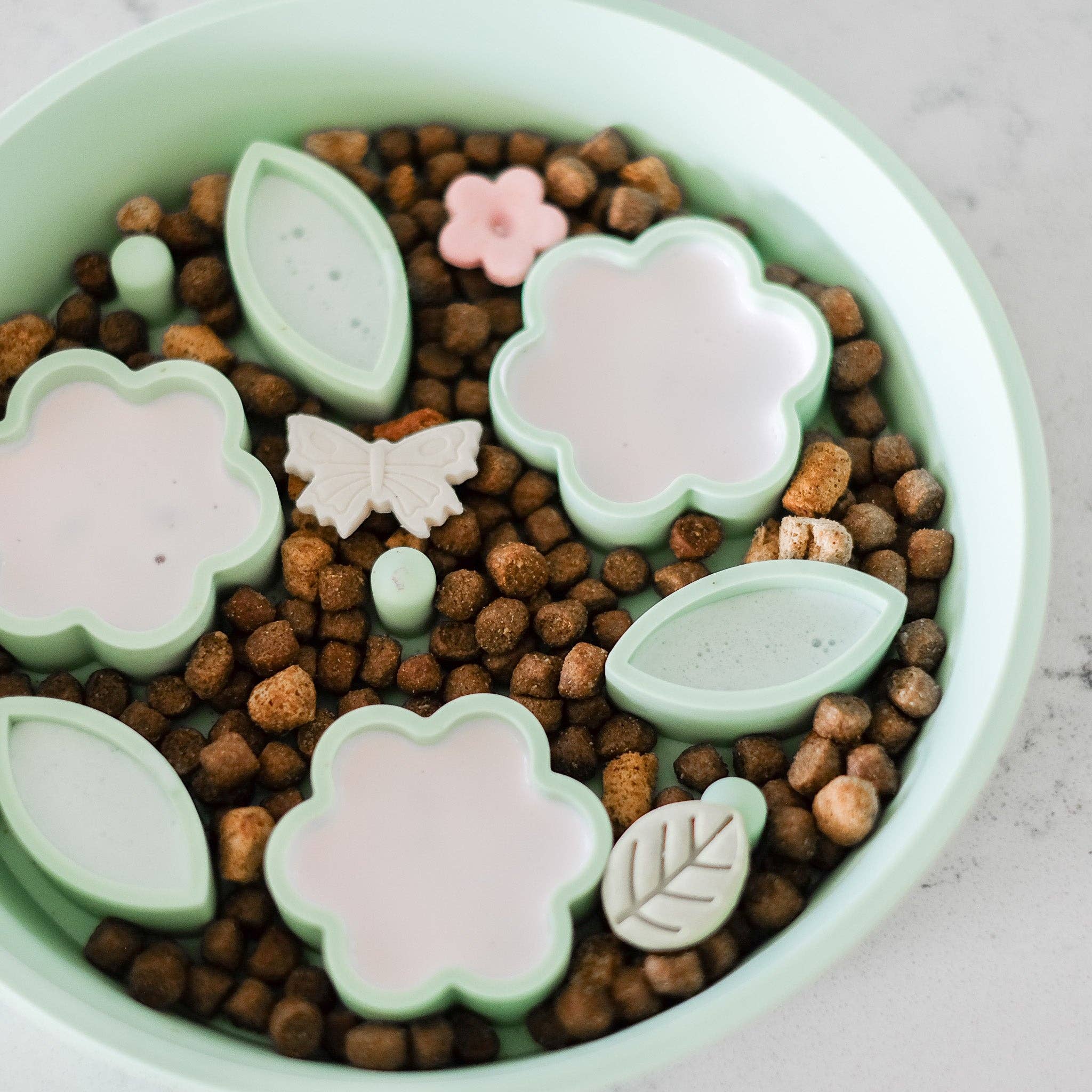 Flower + Leaf Slow Feeder Bowls (Green)
