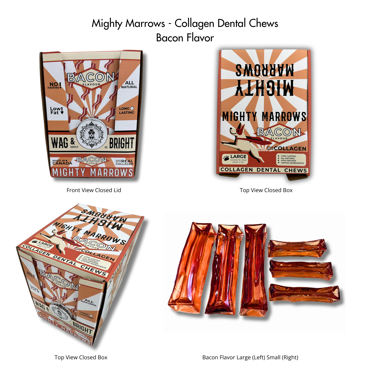 Mighty Marrows Collagen Dental Chew - Bacon - Small