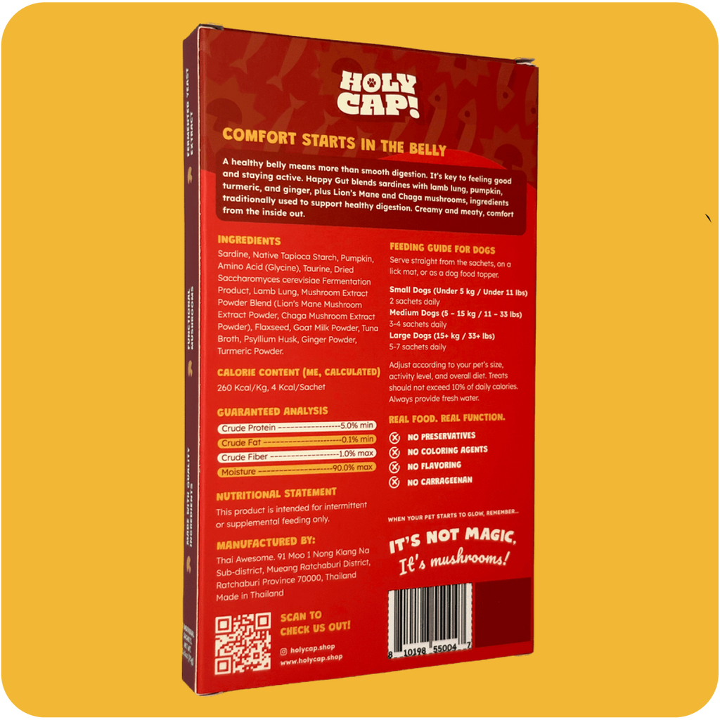 HOLY CAP Squeezees (DOG) Happy Gut Lickable Treats, 5pc