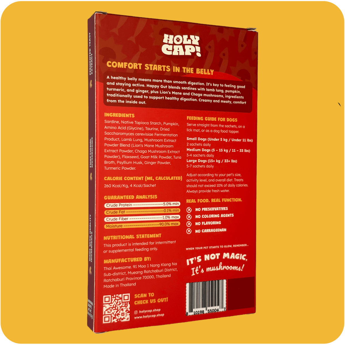 HOLY CAP Squeezees (DOG) Happy Gut Lickable Treats, 5pc