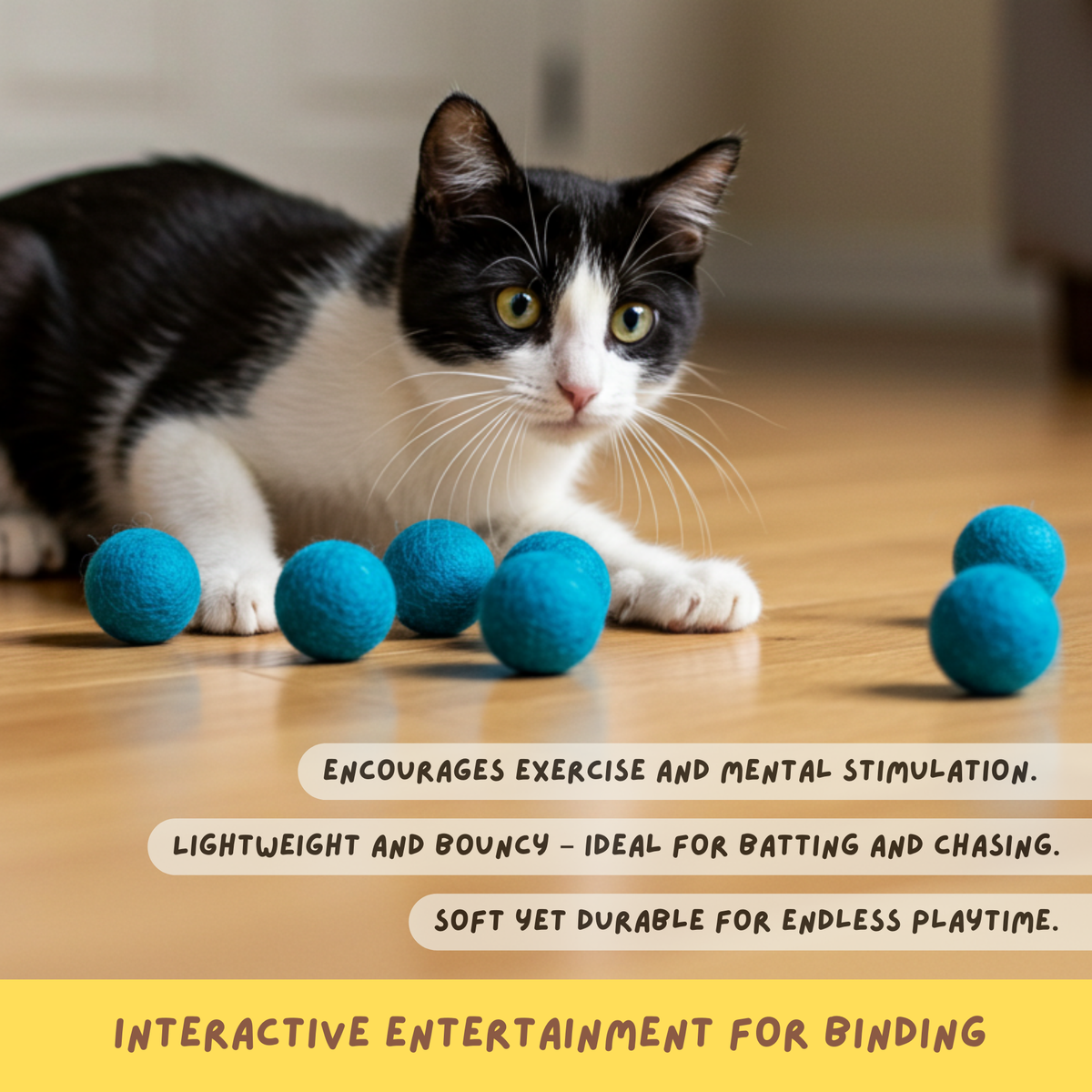 Wool Felt Cat Toy Balls – Handmade Natural Cat Toy Set