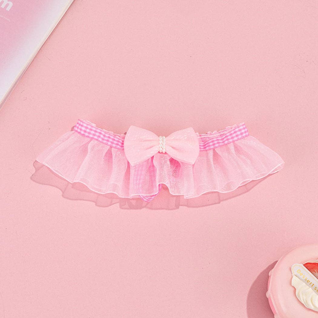 Mokka - Sheer Ruffled Bow Cat Collar