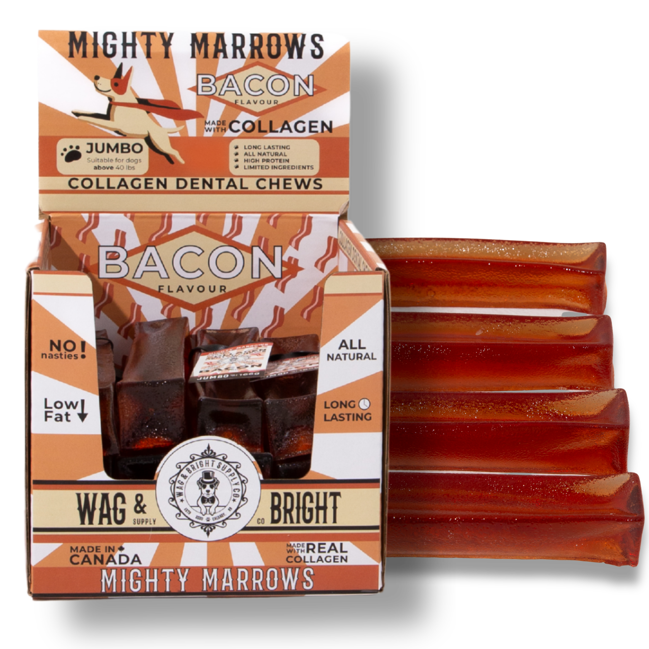 Mighty Marrows Collagen Dental Chew - Bacon - Small
