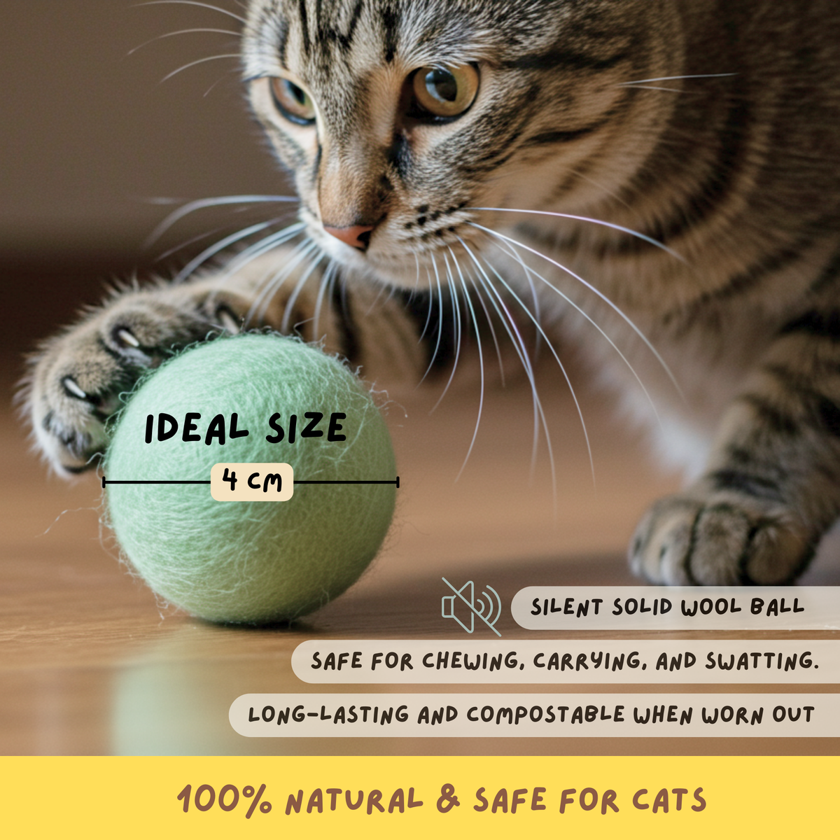 Wool Felt Cat Toy Balls – Handmade Natural Cat Toy Set