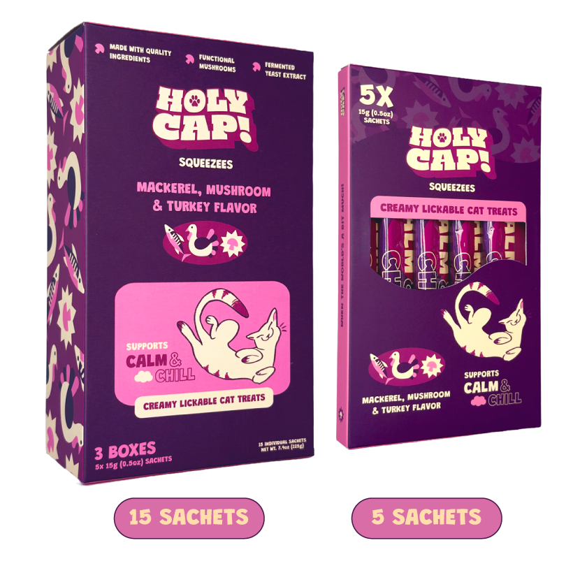 HOLY CAP Squeezees (CAT) Calm & Chill Lickable Treats, 5pc