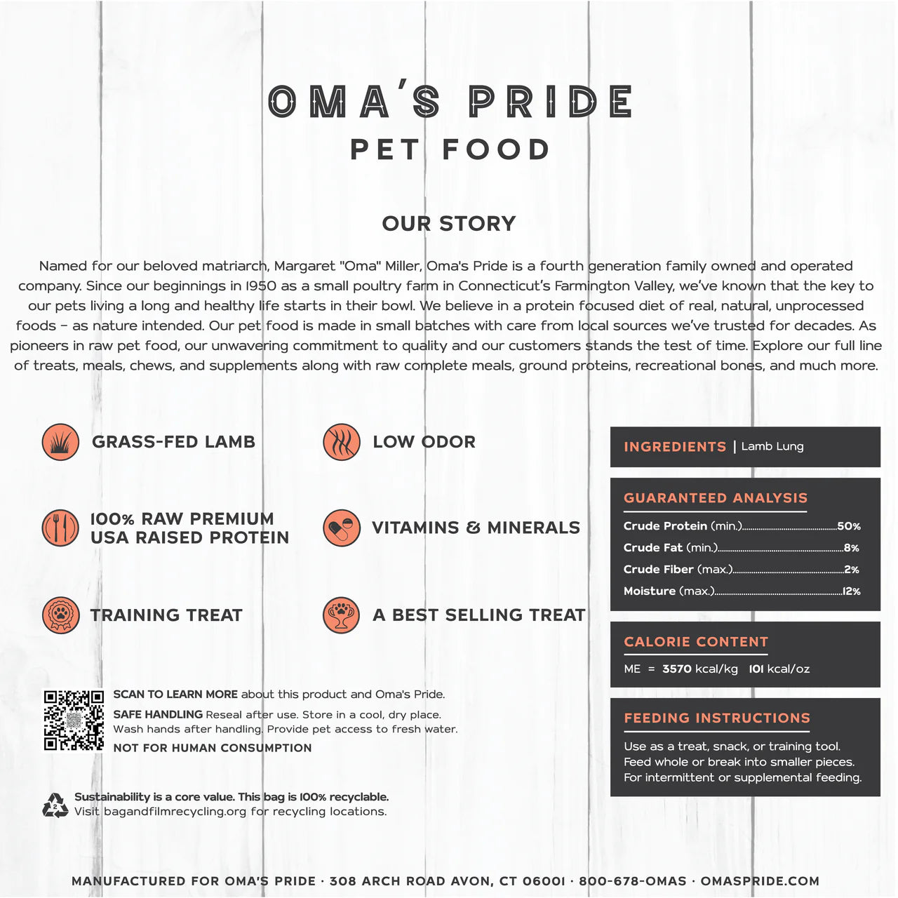 Omas Pride Lamb Lung 8oz
