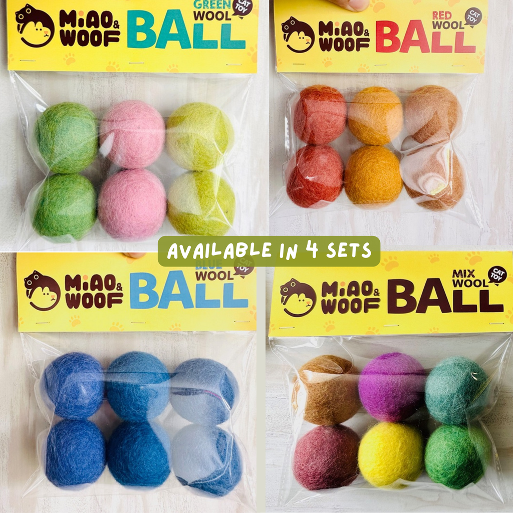 Wool Felt Cat Toy Balls – Handmade Natural Cat Toy Set