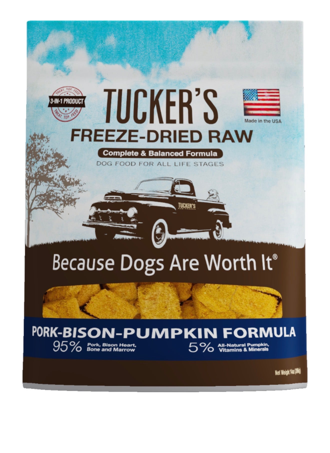 Tuckers Freeze Dried Raw Pork Bison Pumpkin 14oz