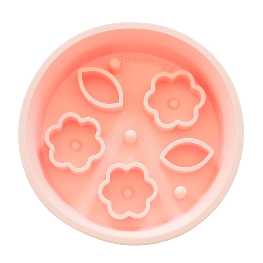 Flower + Leaf Slow Feeder Bowls (Peach)