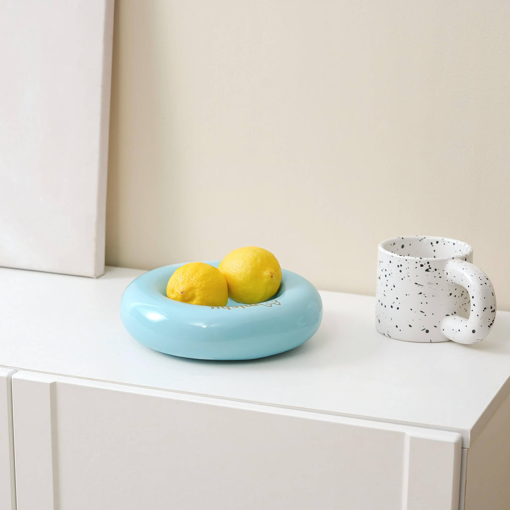 Michu Bagel Ceramic Cat Bowl – Anti-Whisker Wide Shallow Cat Food Bowl | 6 Colors