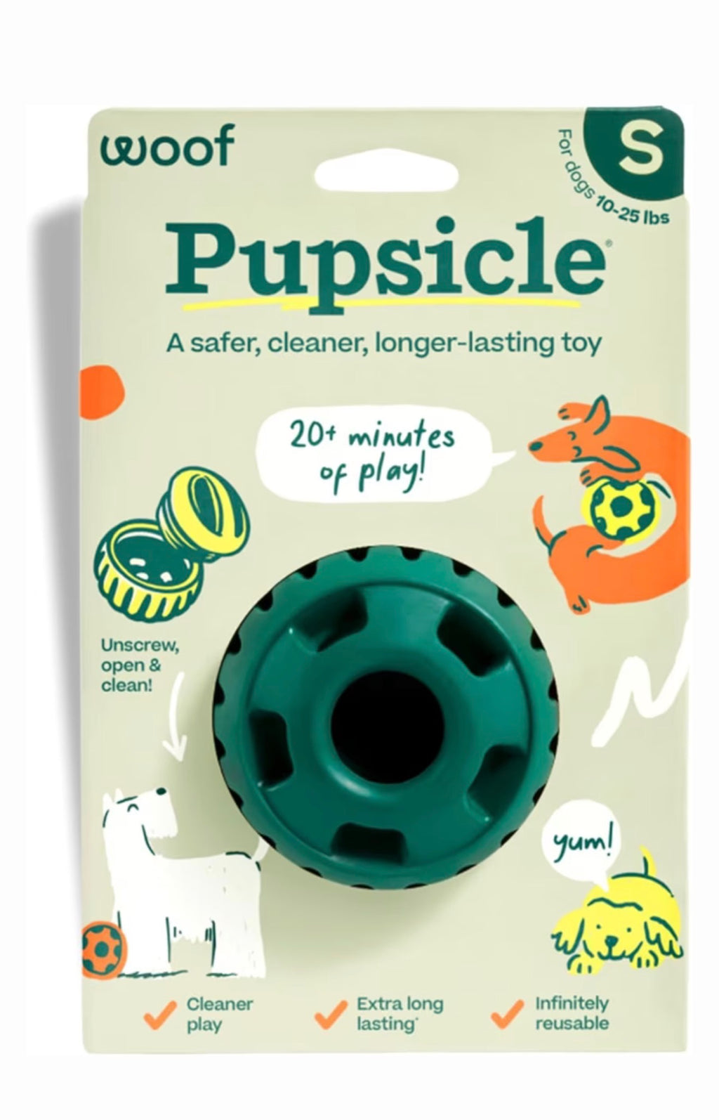 Woof Pupsicle Treat Dispensing Dog Toy Dark Green