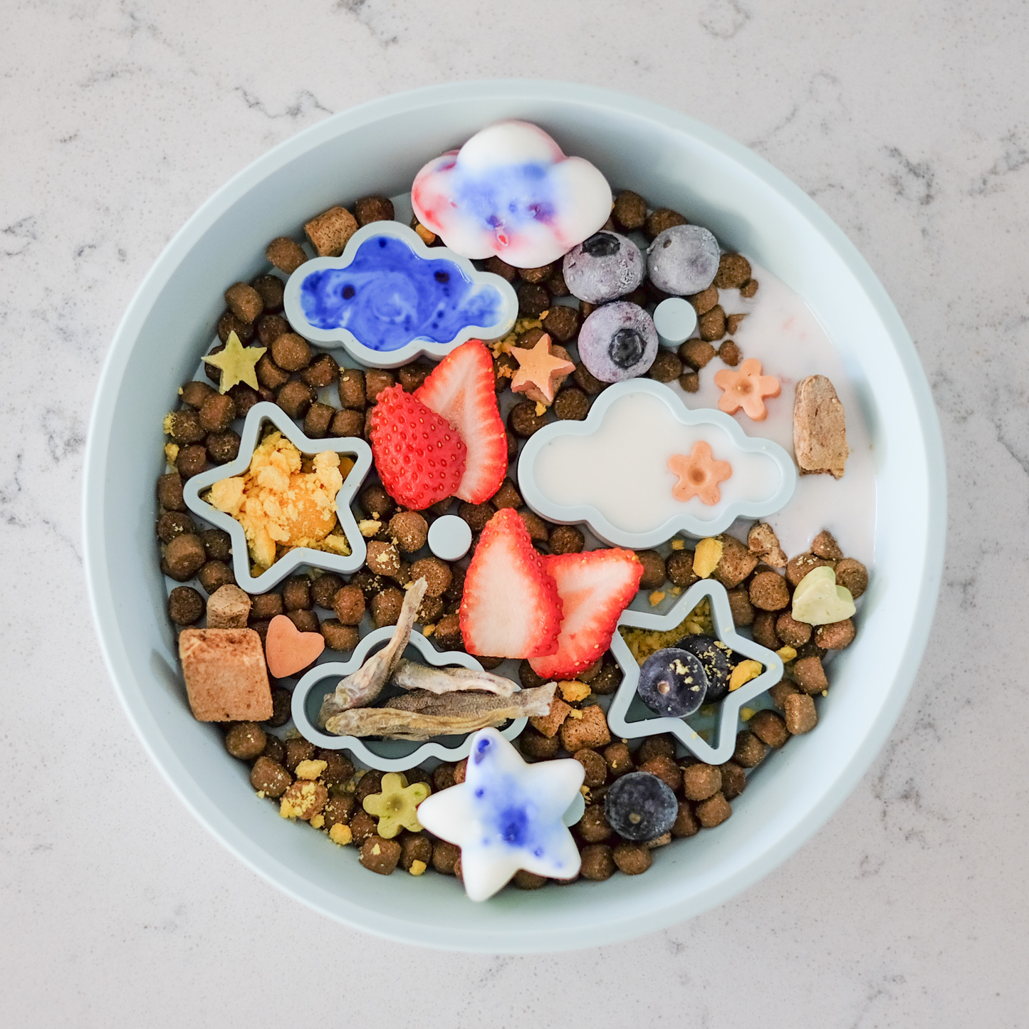 Star + Cloud Slow Feeder Bowls (Blue)
