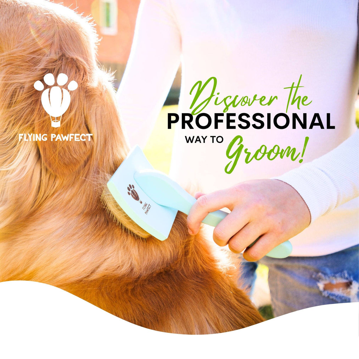 Pet Slicker Brush for Dogs and Cats, Curved Coral Medium