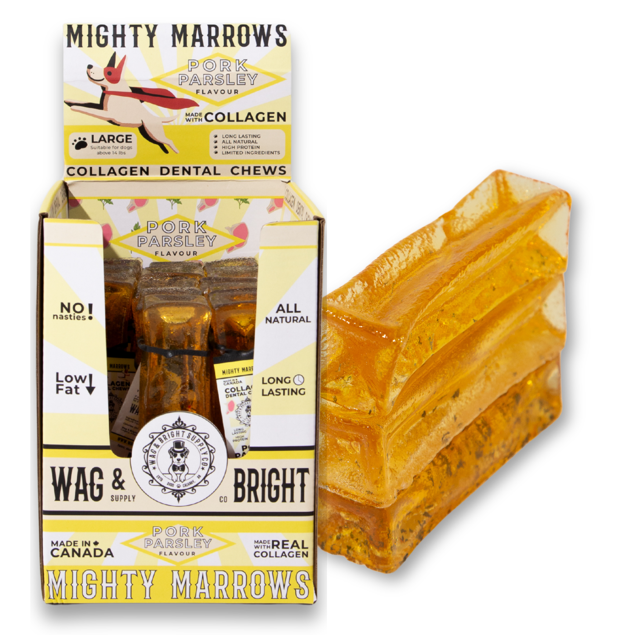 Mighty Marrows Collagen Dental Chew - Pork Parsley - Small