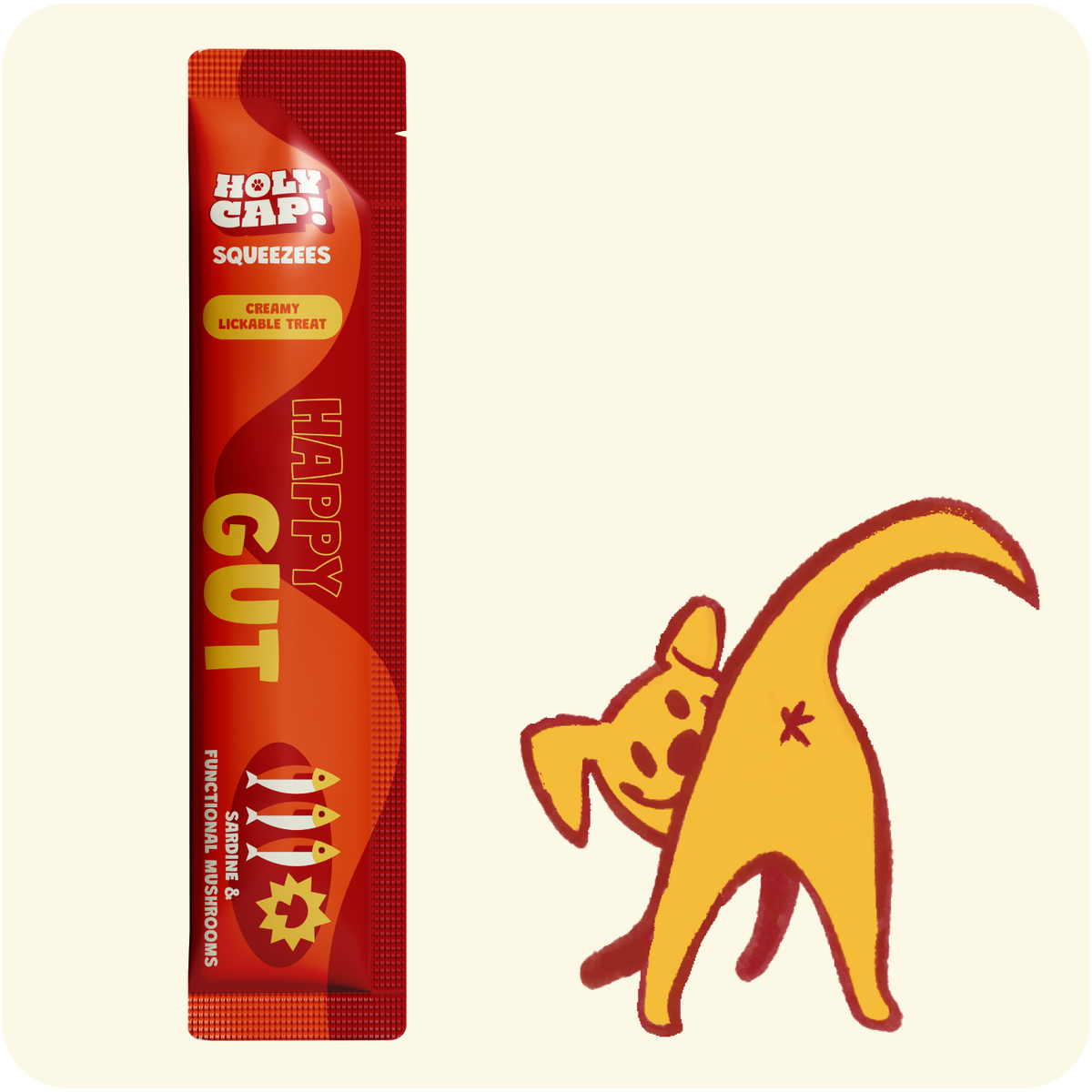 HOLY CAP Squeezees (DOG) Happy Gut Lickable Treats, 5pc