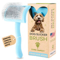 Pet Slicker Brush for Dogs and Cats, Curved Baby Blue Medium