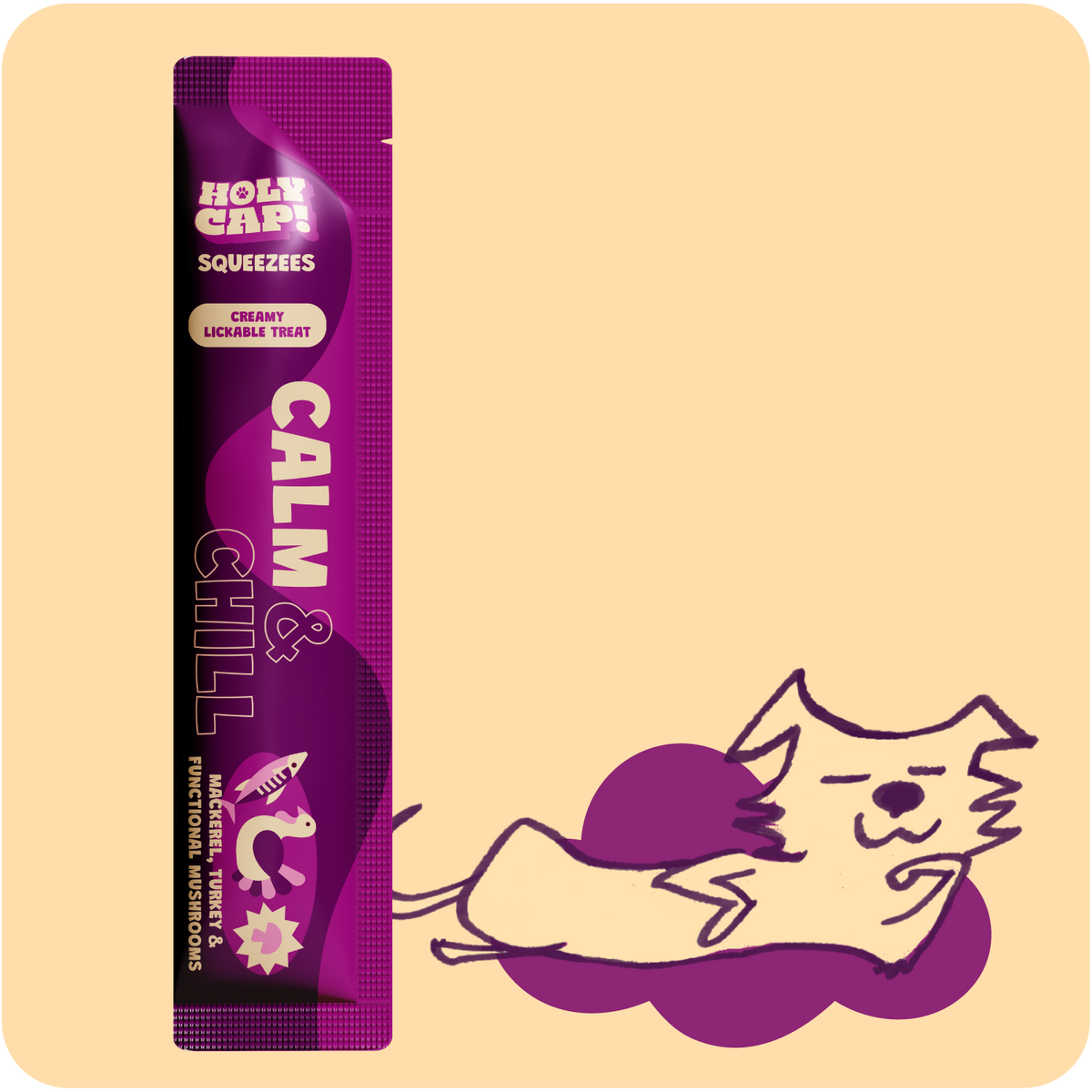 HOLY CAP Squeezees (DOG) Calm & Chill Lickable Treats, 5pc
