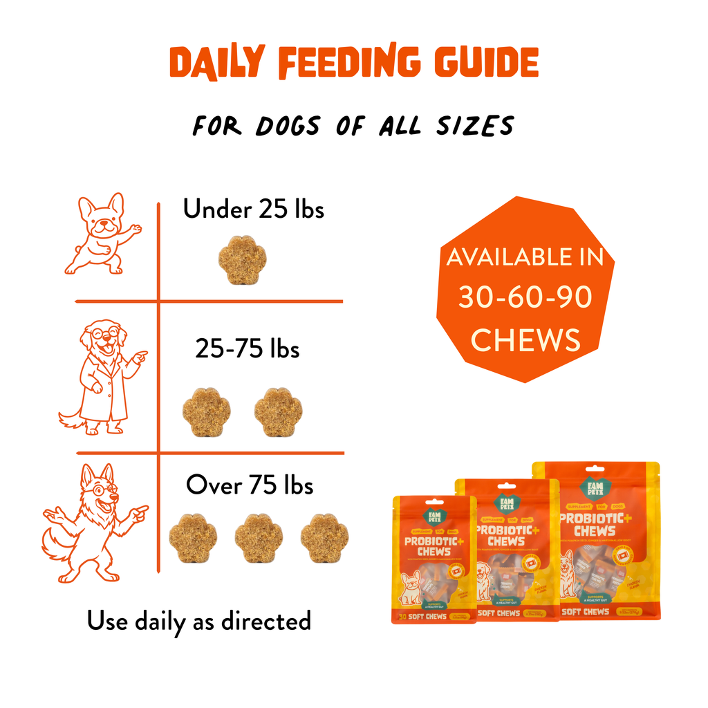 Probiotic+ Soft Chews for Dogs - Digestive Support, Gut Health