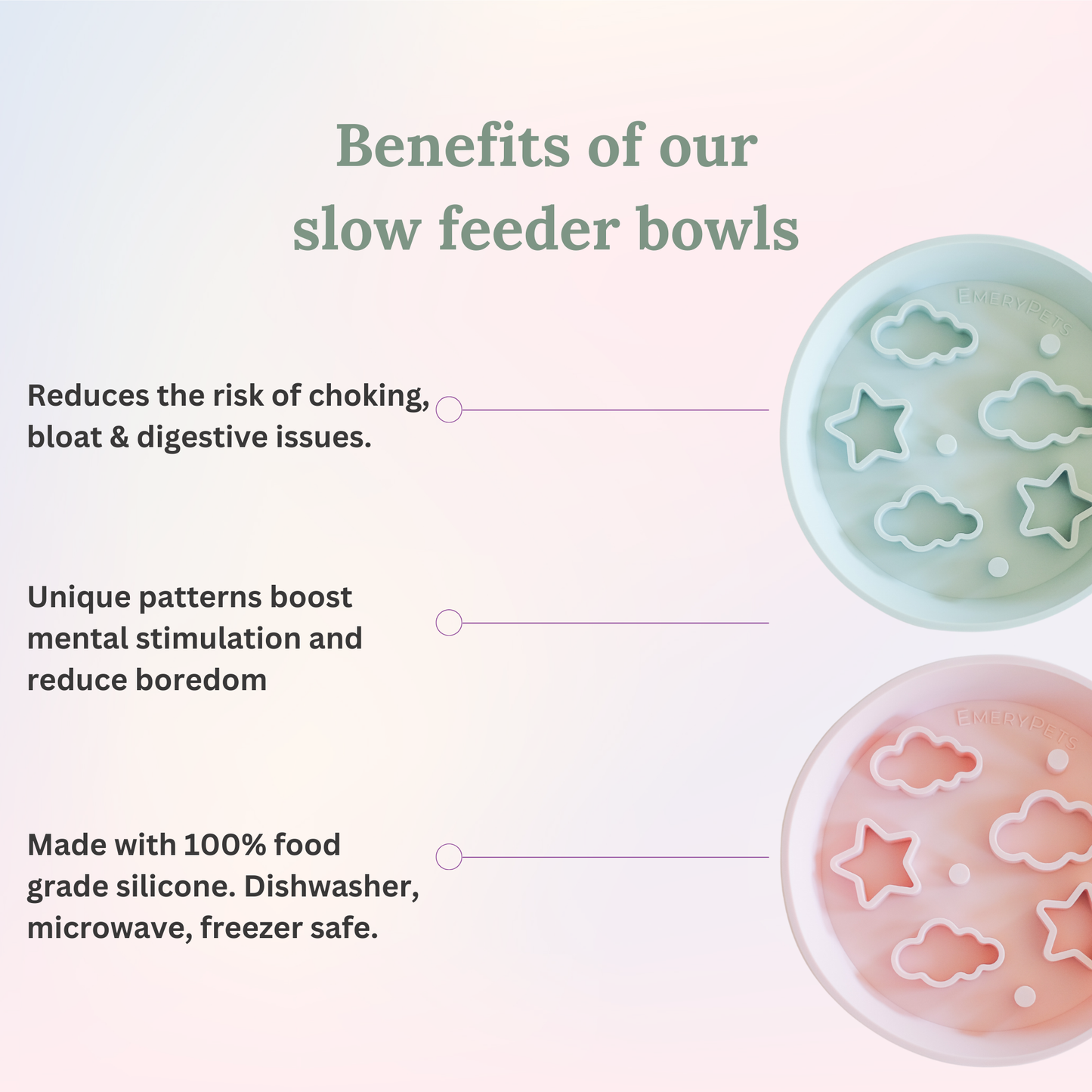 Star + Cloud Slow Feeder Bowls (Blue)