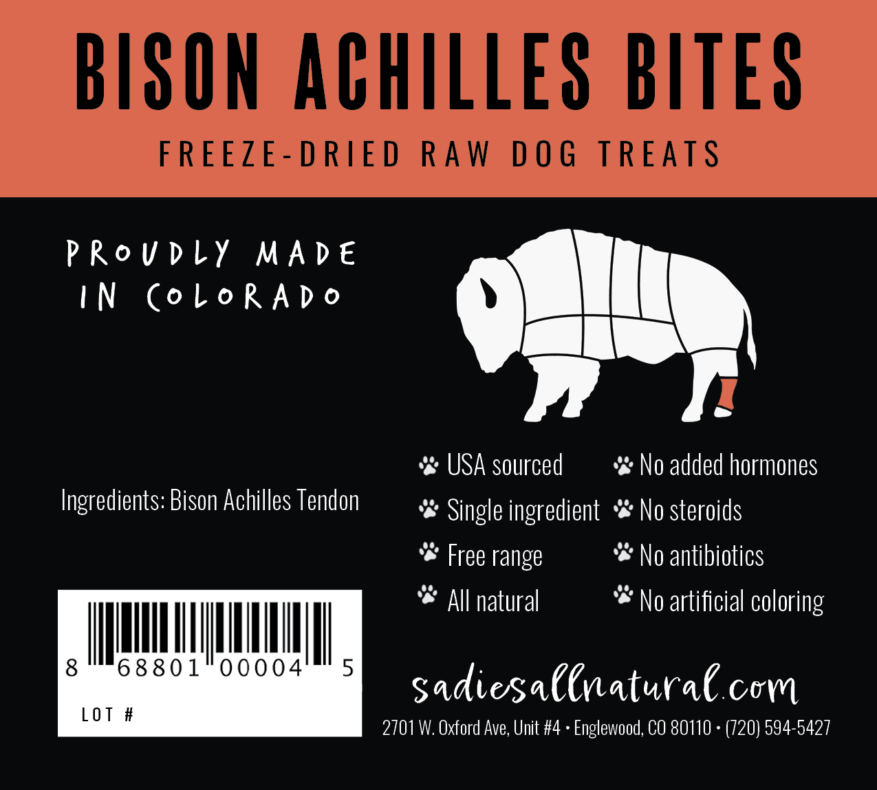 Sadies Pet Treats BISON Achilles Bites