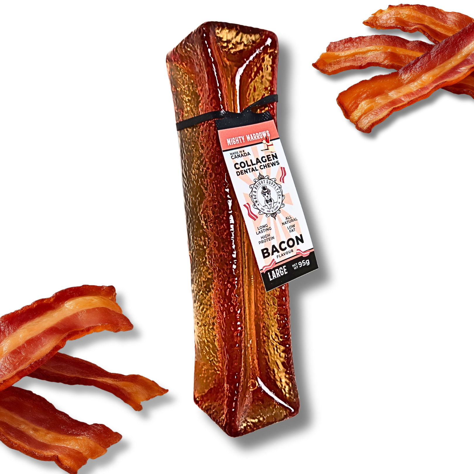 Mighty Marrows Collagen Dental Chew - Bacon - Small