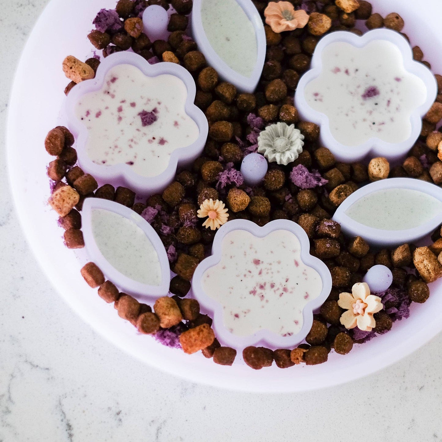 Flower + Leaf Slow Feeder Bowls (Translucent Purple)