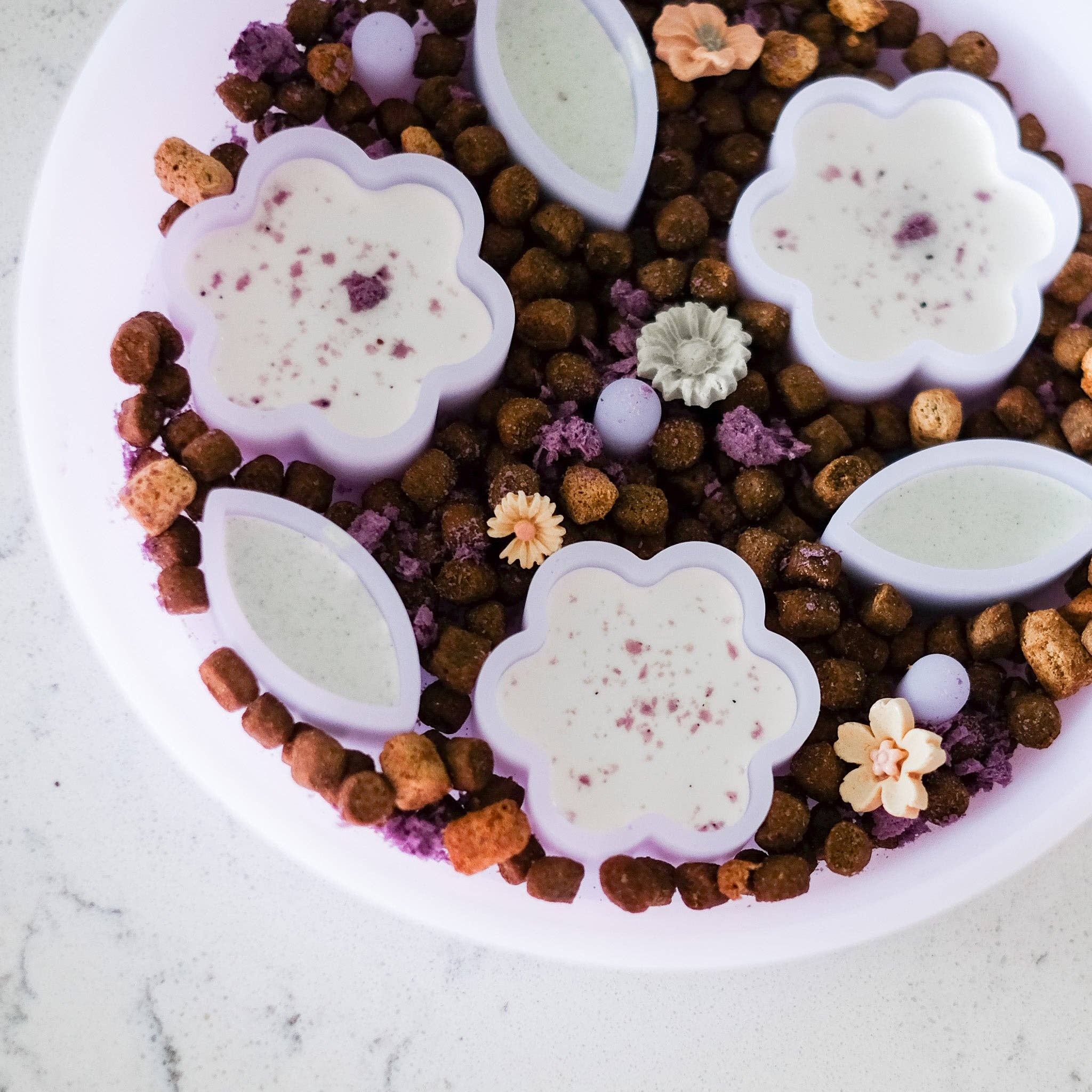 Flower + Leaf Slow Feeder Bowls (Translucent Purple)