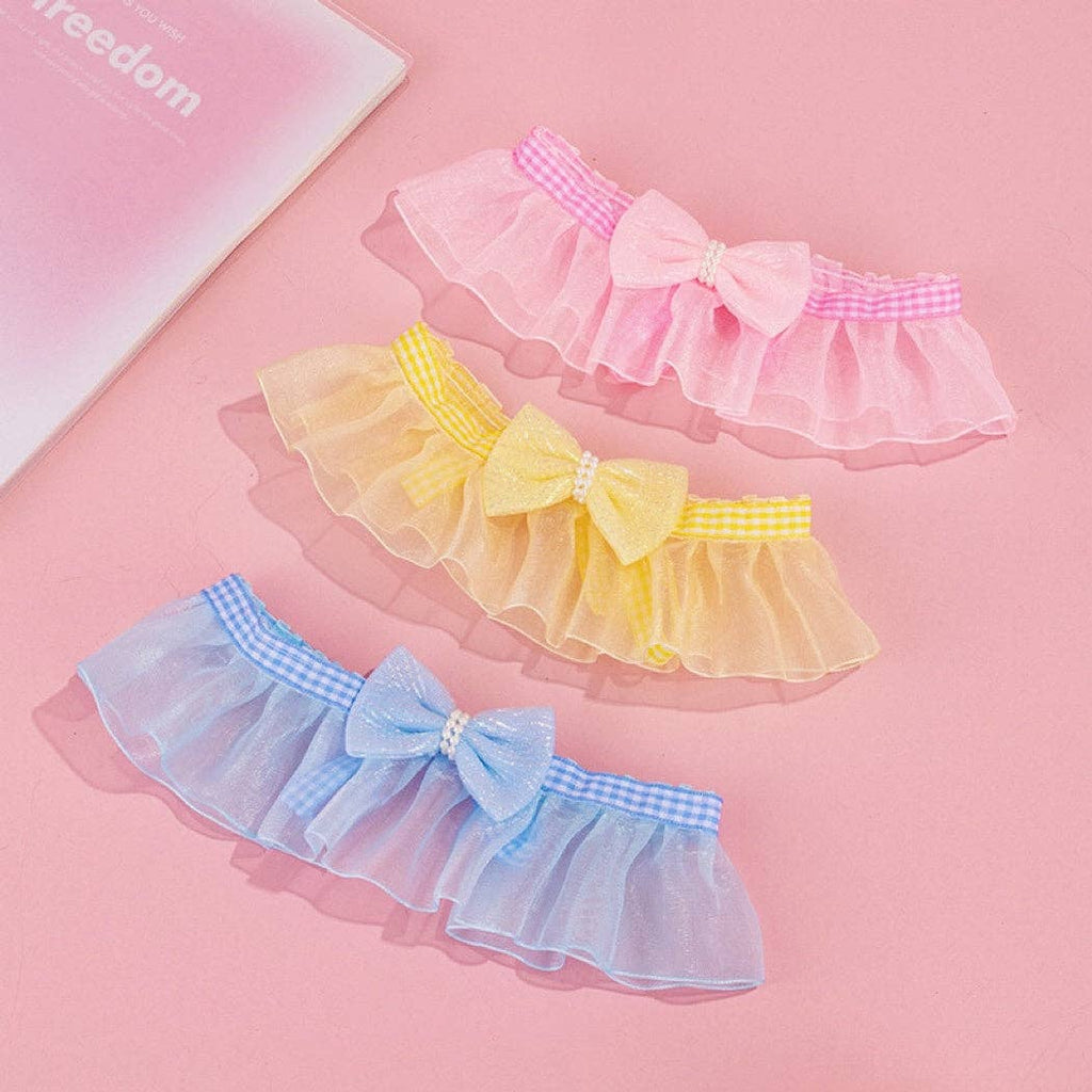 Mokka - Sheer Ruffled Bow Cat Collar
