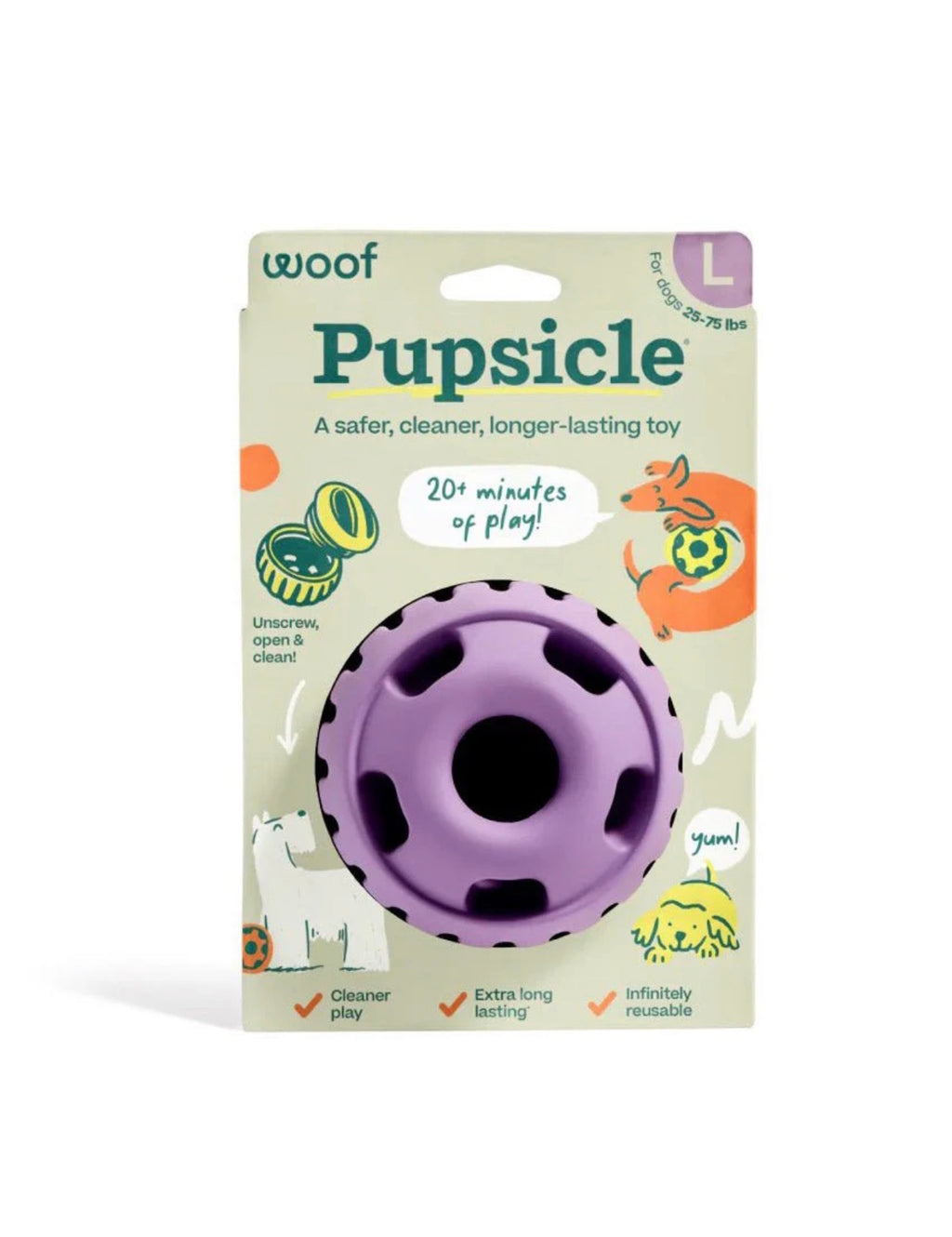 Woof Pupsicle Treat Dispensing Dog Toy Purple