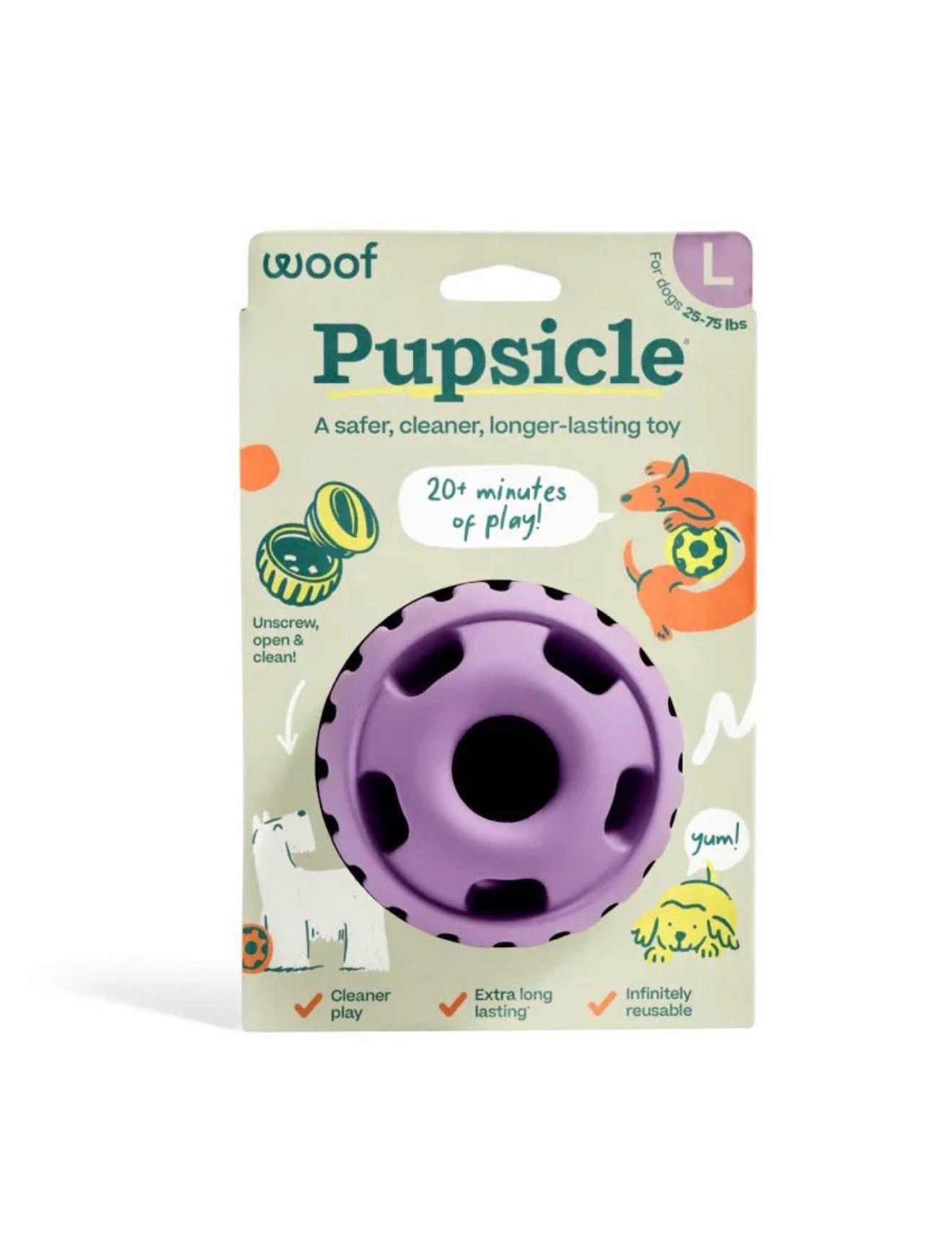 Woof Pupsicle Treat Dispensing Dog Toy Purple