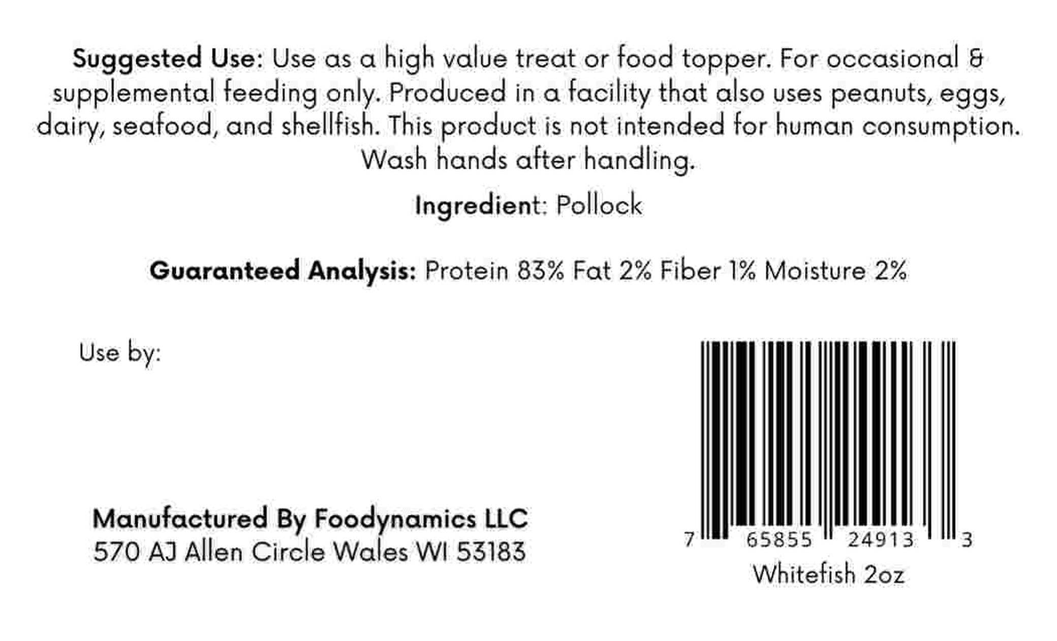 Wild Caught Alaskan Whitefish Freeze-Dried 2oz