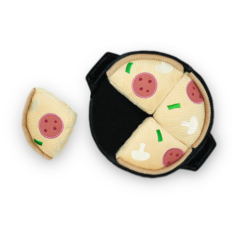 DEEP DISH PIZZA // ENRICHMENT DOG TOY // Squeaky + Snuffle