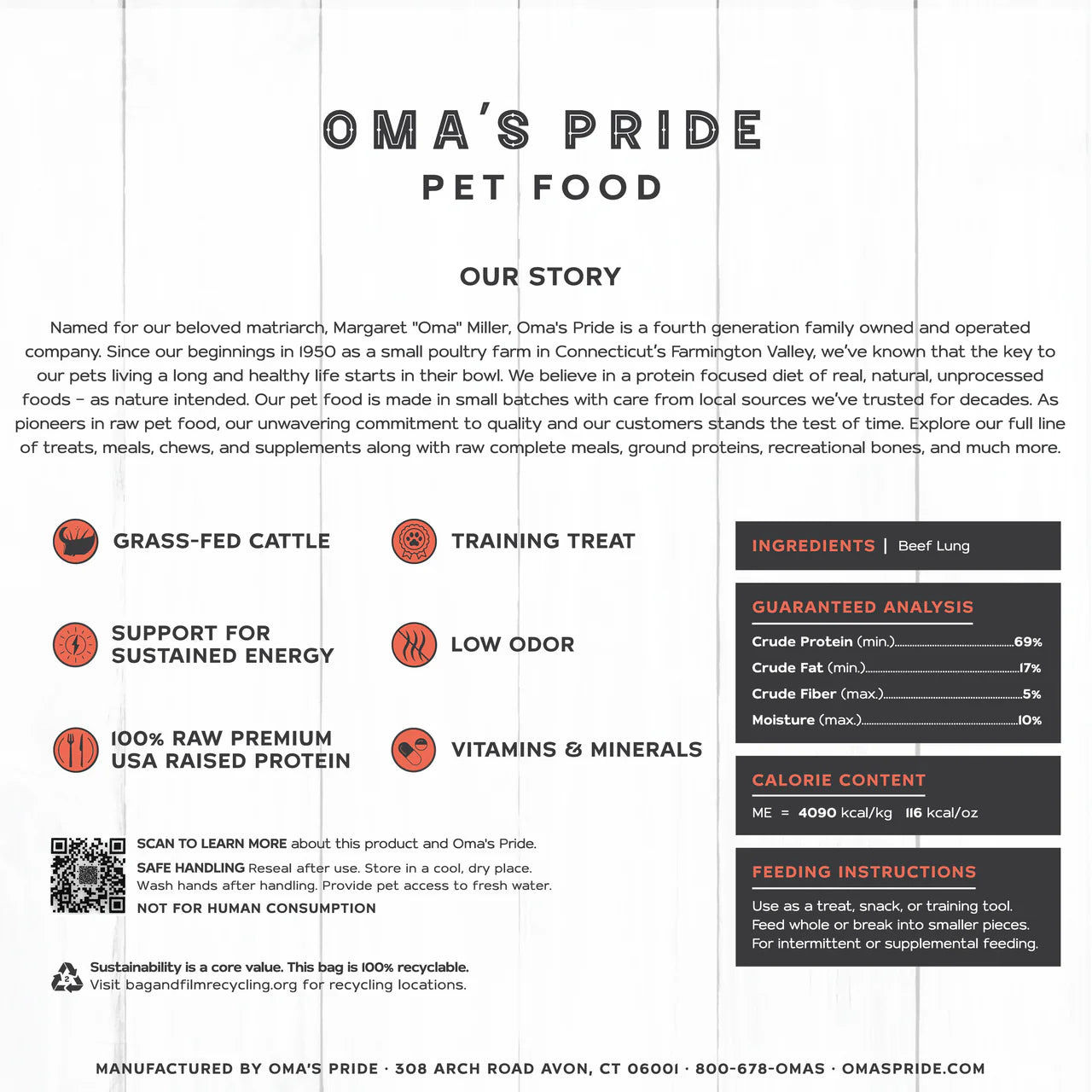 Omas Pride Beef Lung 8oz