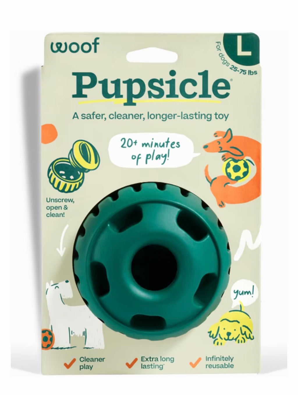 Woof Pupsicle Treat Dispensing Dog Toy Dark Green