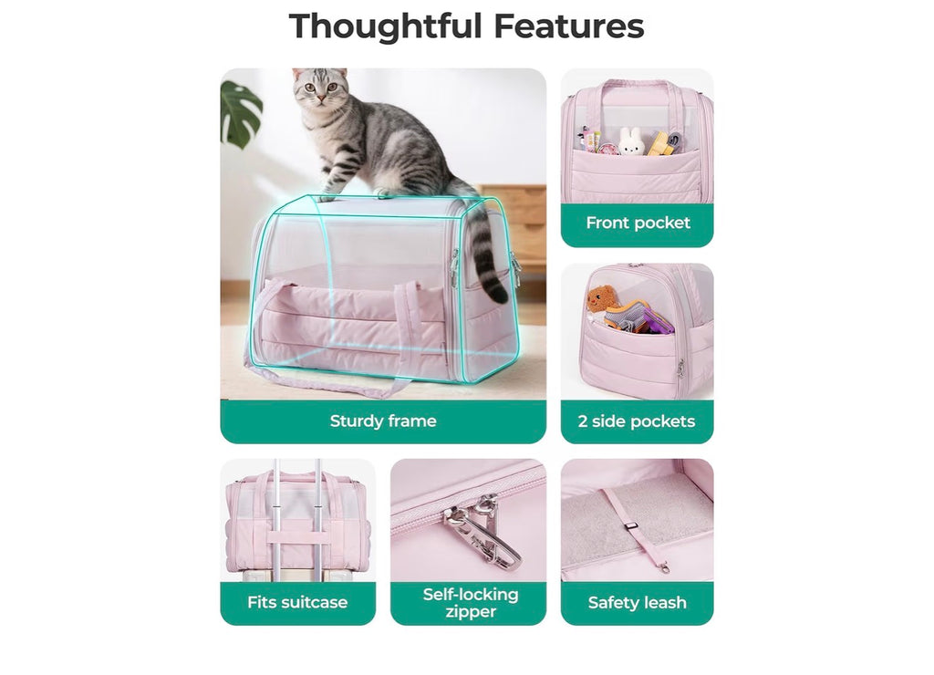 BagSmart Pet Carrier Collapsible Soft Quilted