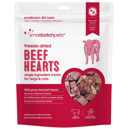 Small Batch Pets Freeze Dried Beef Hearts 3.5oz
