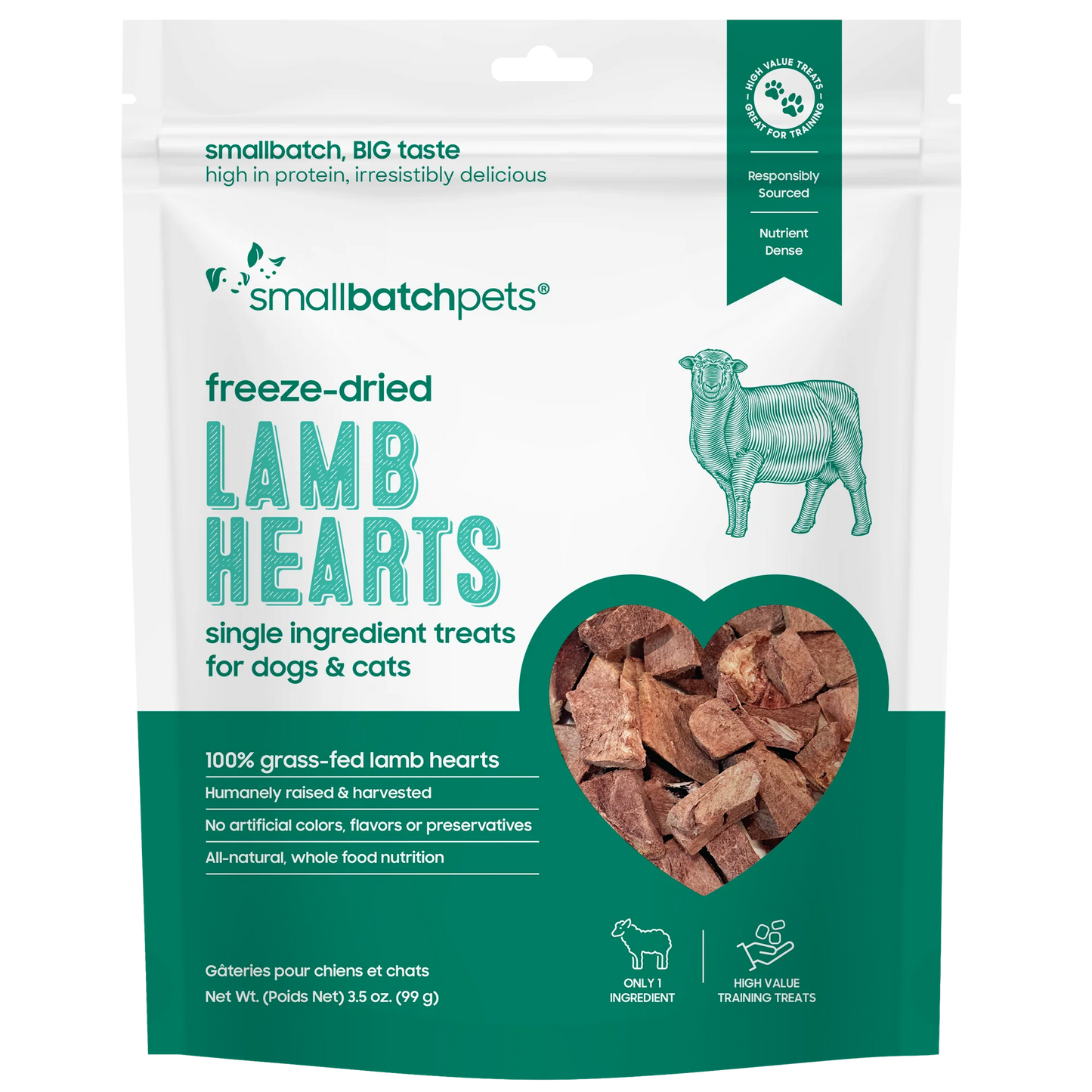 Small Batch Freeze Dried Lamb Hearts 3.5oz