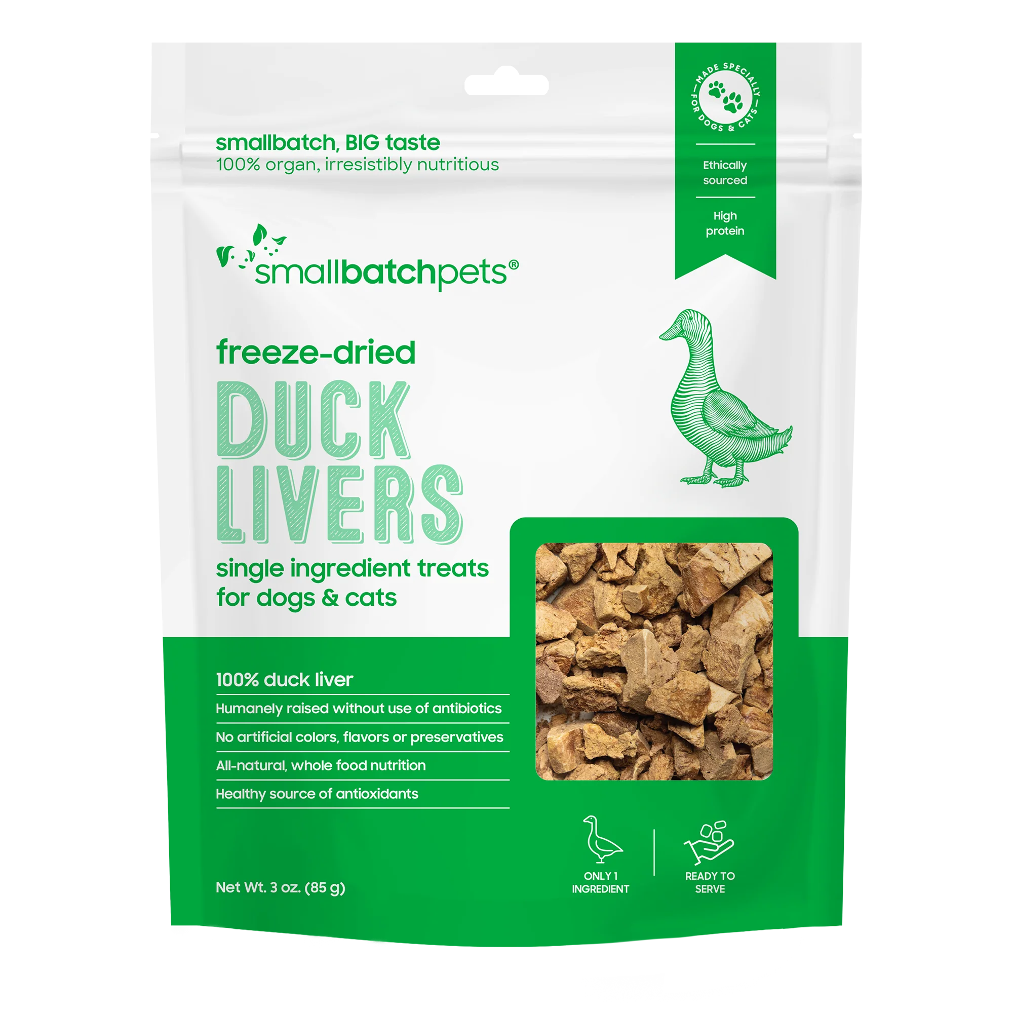 Small Batch Freeze Dried Duck Liver 3oz