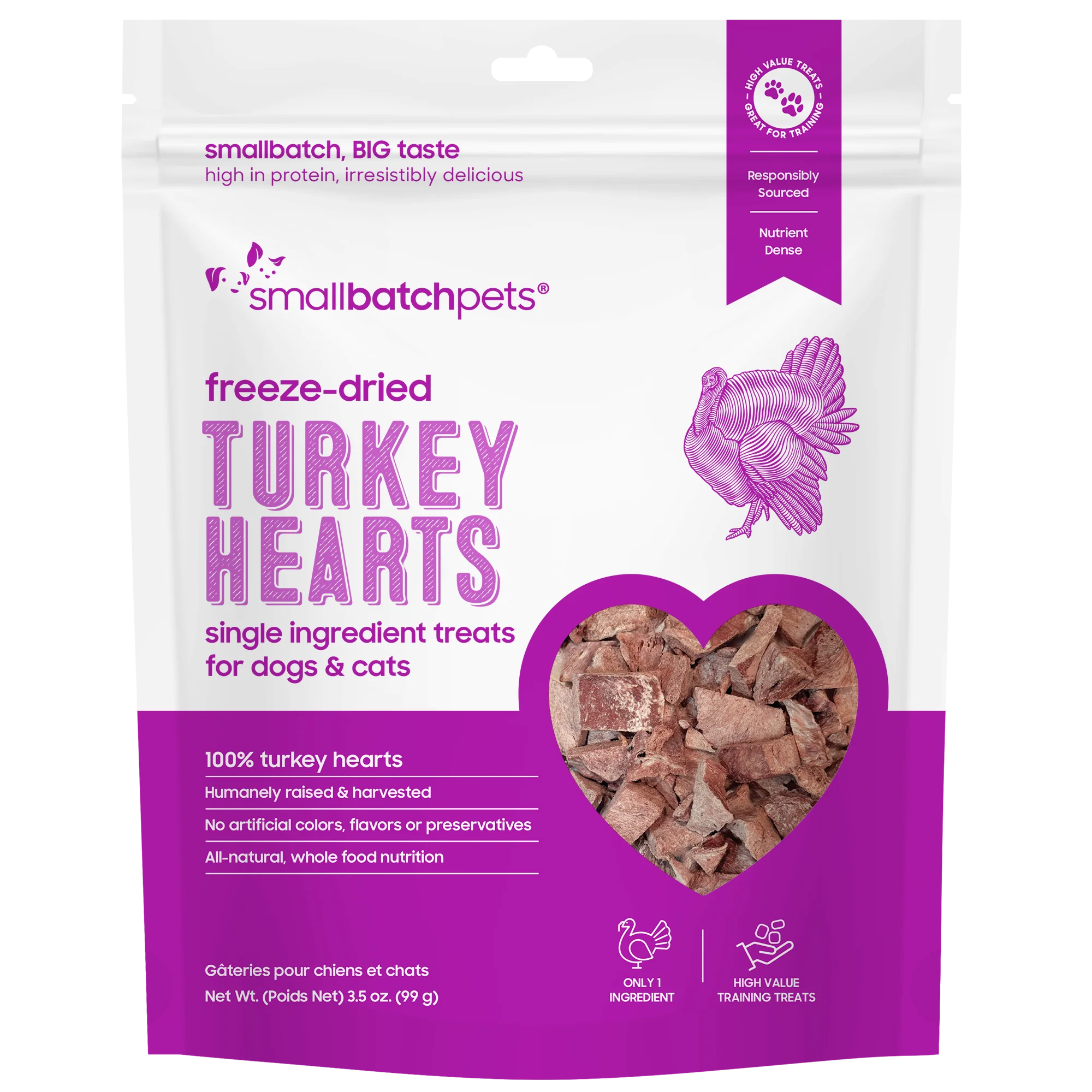 Small Batch Freeze Dried Turkey Hearts 3.5oz