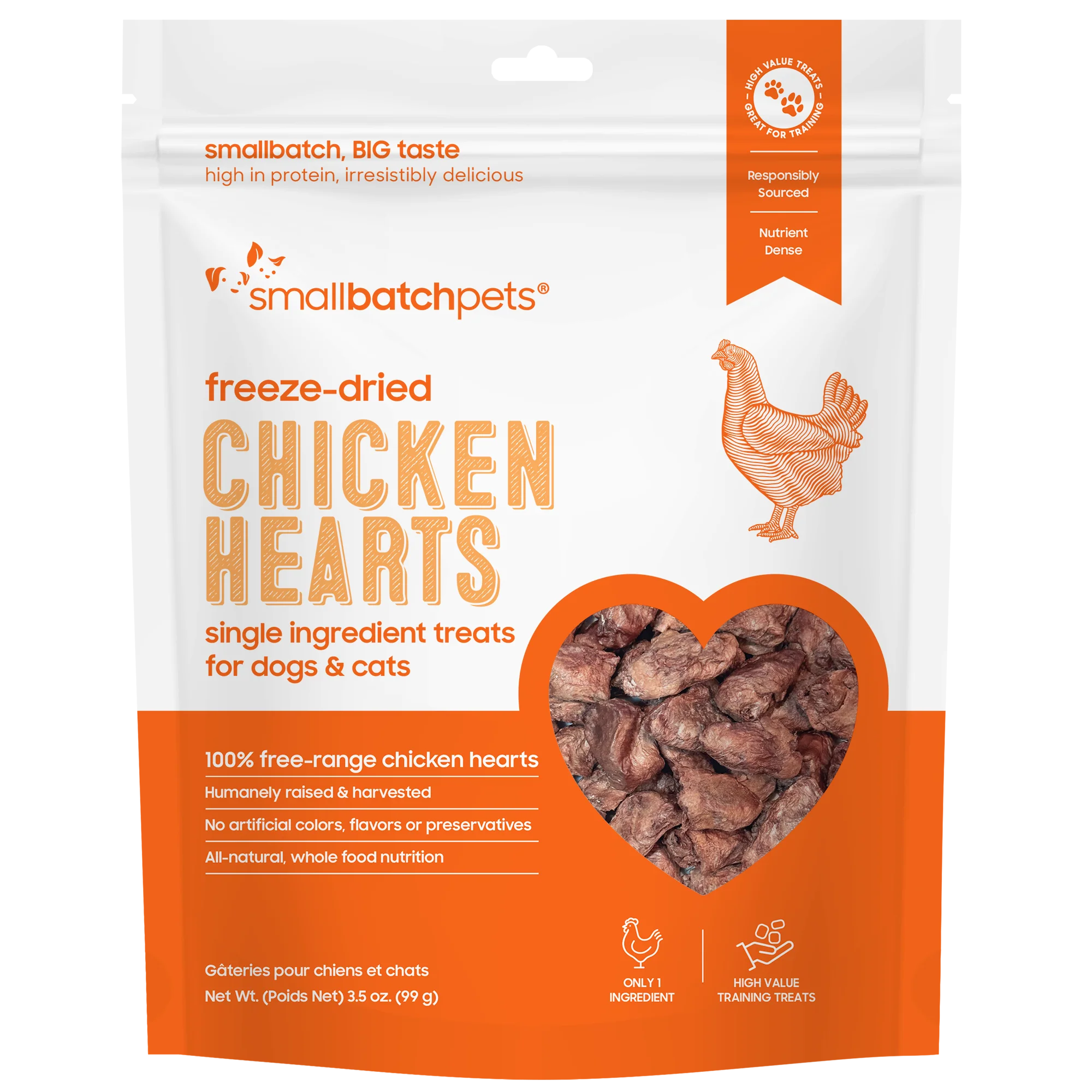 Small Batch Freeze Dried Chicken Hearts 3.5oz