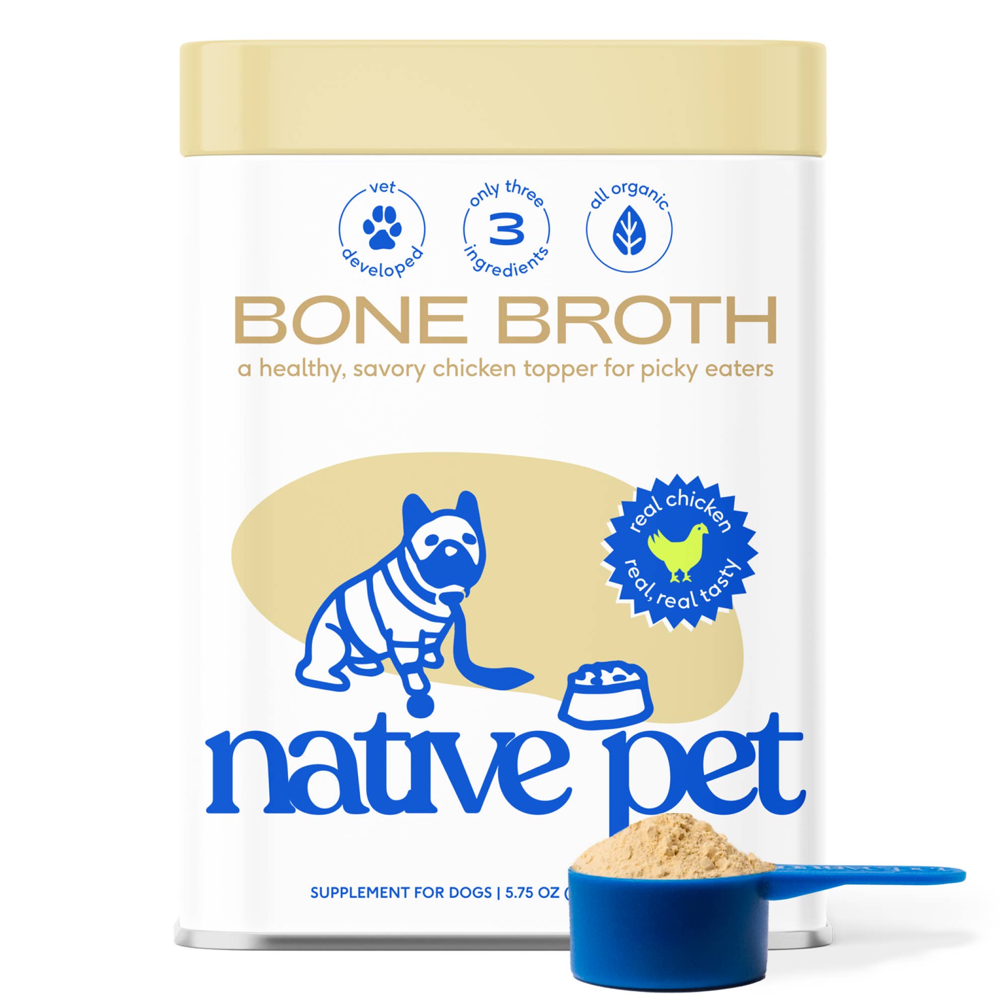 Organic Chicken Bone Broth Powder, Grain-Free Food Topper