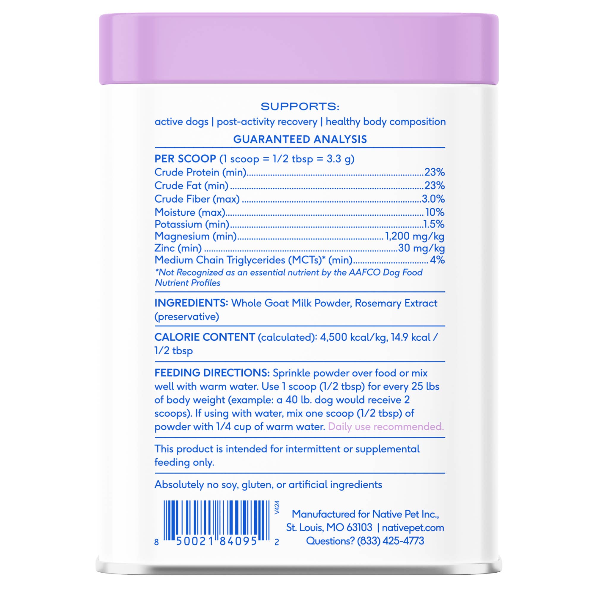 Goat Milk Powder Recovery & Energy Support for Active Dogs