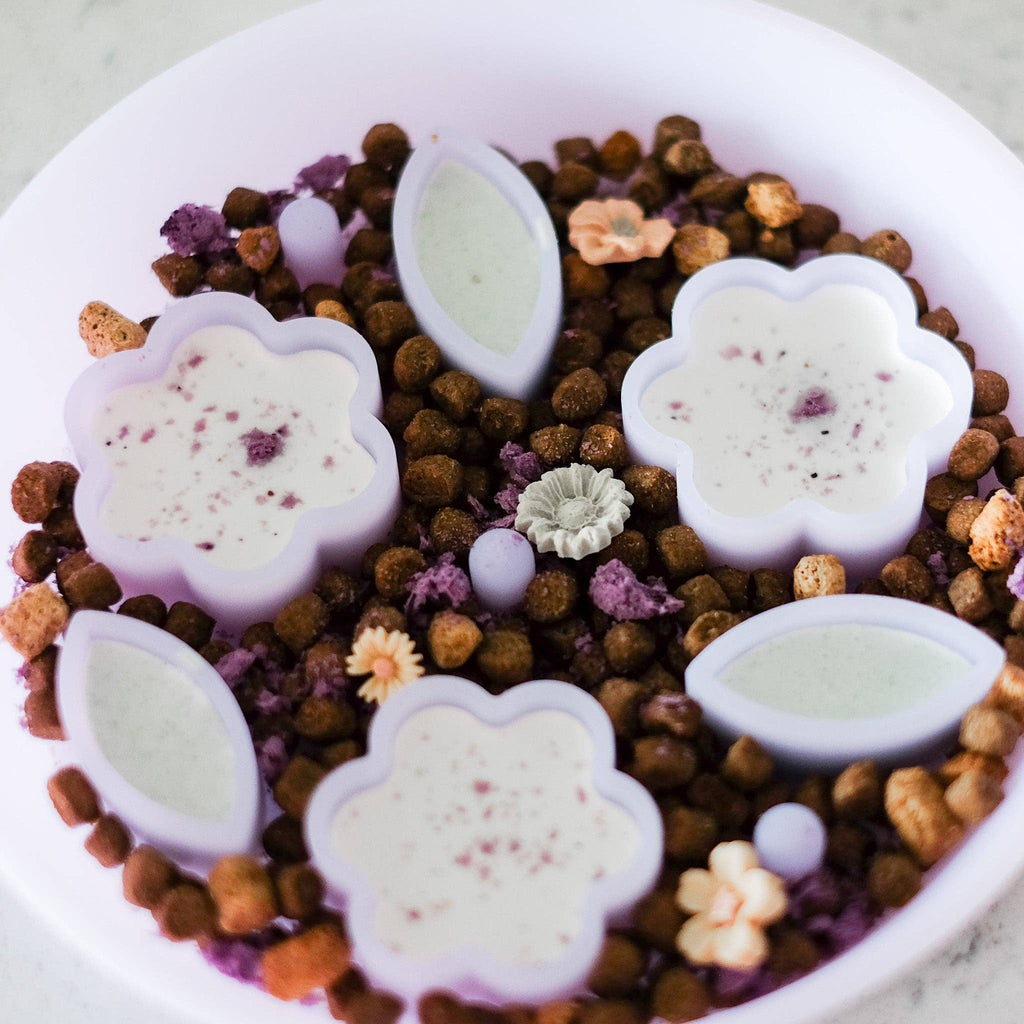 Flower + Leaf Slow Feeder Bowls (Translucent Purple)
