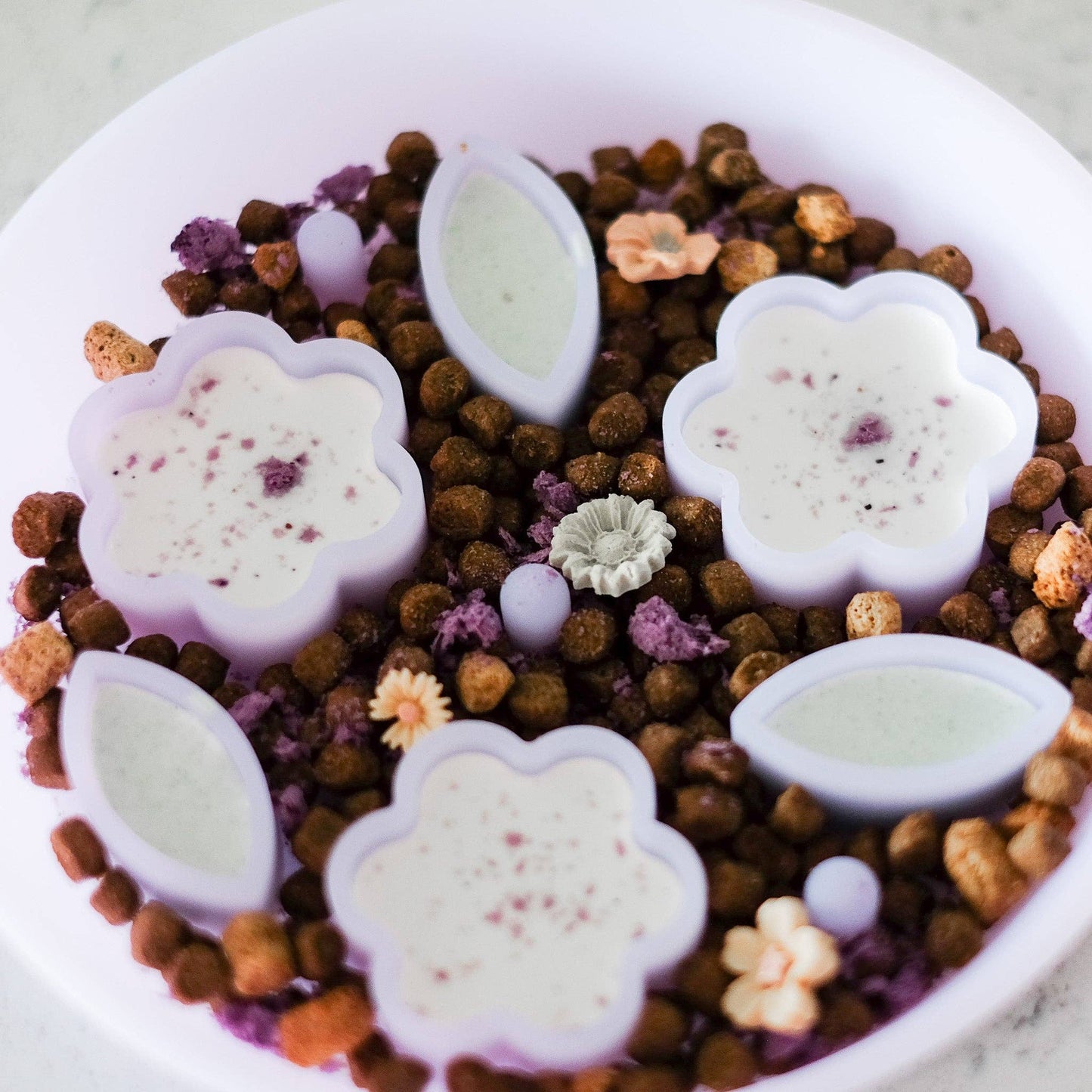 Flower + Leaf Slow Feeder Bowls (Translucent Purple)